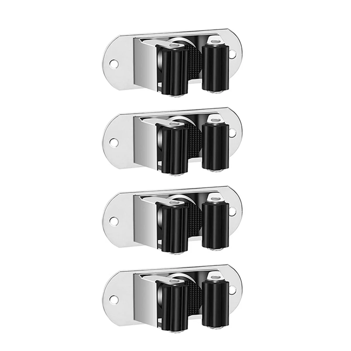 Mop and Broom Holder 4Pcs Mop and Broom Holder Wall Mount Heavy Duty Stainless Steel Broom Holder Broom Organizer Garden Garage - view 2