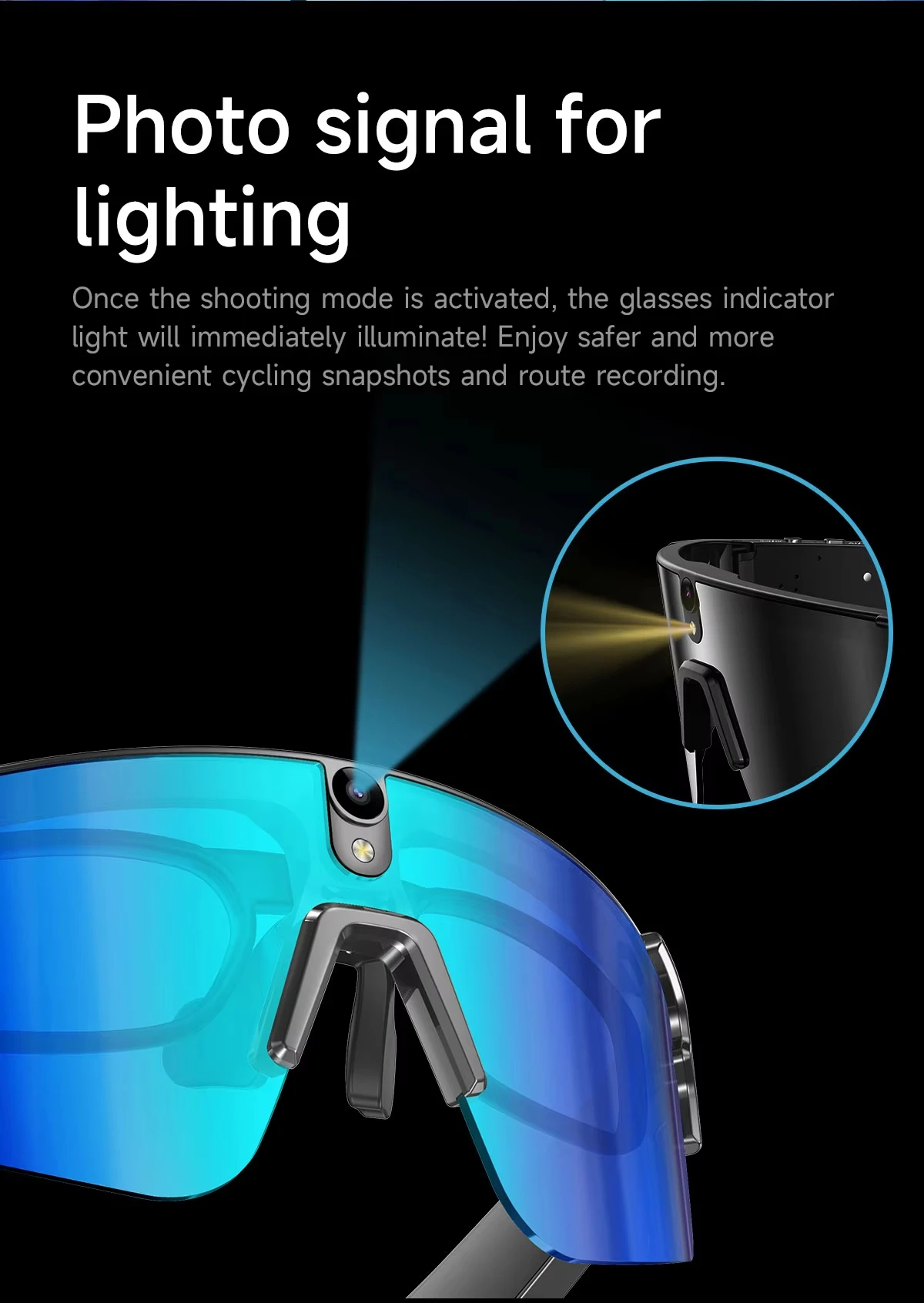 L805 AI Translation Glasses 8MP Camera Smart Cycling Sunglasses Anti Shake 1080P Video Recording Noise Reduction Bluetooth Audio