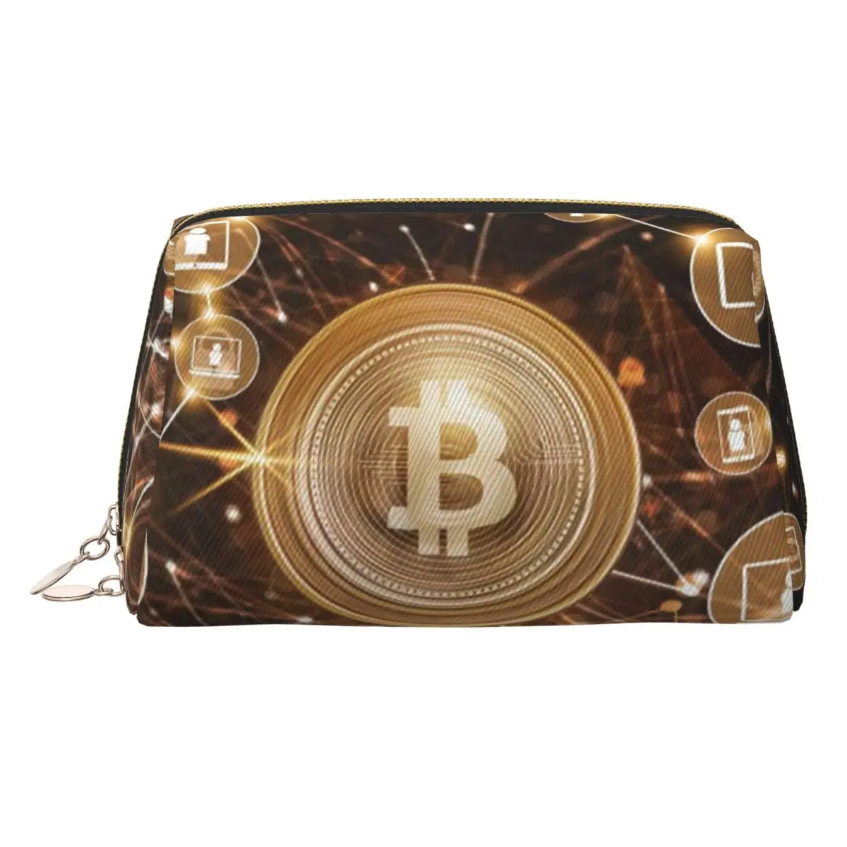 Bitcoin BTC Cryptocurrency Crypto Blockchain 1 Women Cosmetic Bag Travel Makeup Organizer Pouch Toiletry Storage Dopp Kit Case