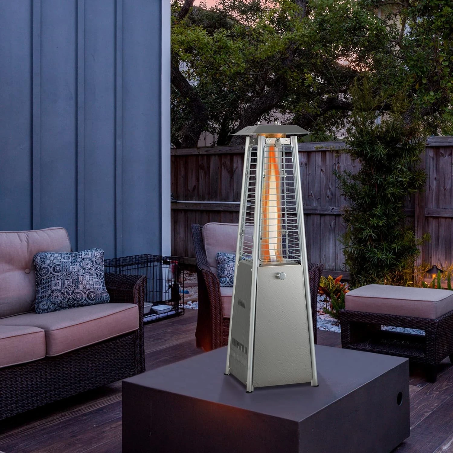 Portable Patio Heater, 10,000 BTU Outdoor Tabletop Heater , Tip-Over & Flameout Protection, 34