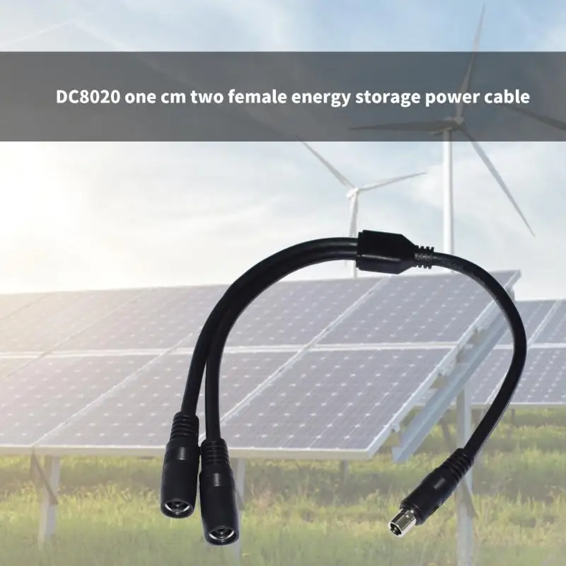 20CE 14AWG Solar Panel Charging Wire Y Adapter Cable DC8020 1 to 2 Connectors Power Cord for Outdoor Power Solution Black