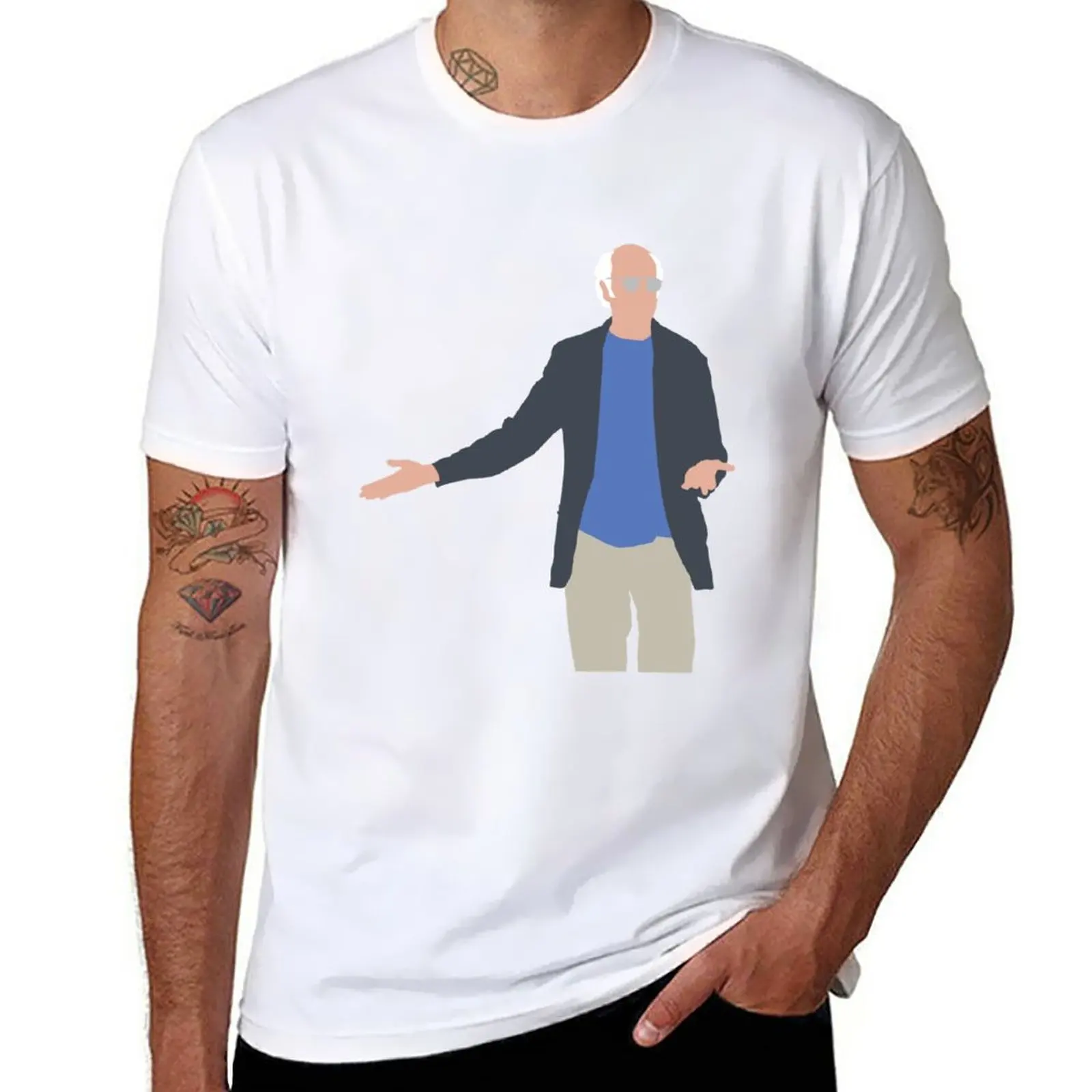 New The Larry David Shrug - Curb Your Enthusiasm T-Shirt summer tops kawaii clothes Men's t-shirt