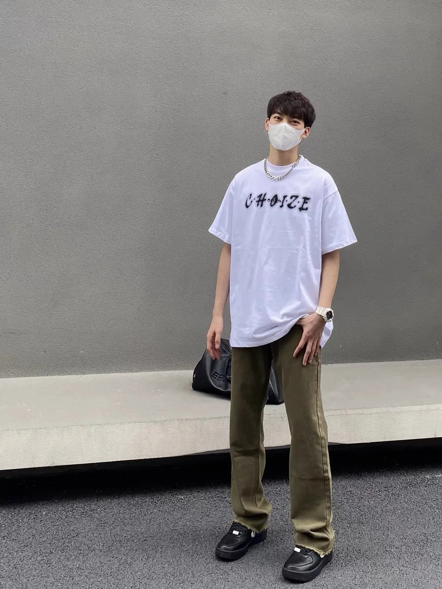 

Джинсы в стиле ретро в американском стиле High Street Military een, мужские джинсы простого дизайна, универсальные повседневные длинные брюки с прямым подолом