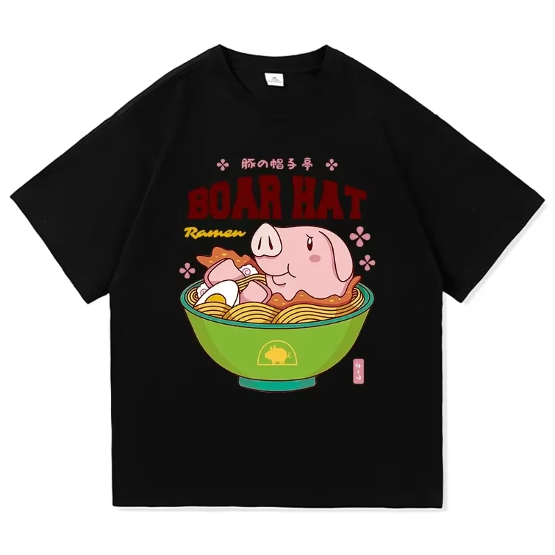 Camiseta de los siete pecados capitales para mujer, camiseta de Anime Nanatsu No Taizai Sir Hawk Ramen, camisetas divertidas de algodón con diseño de cerdo y fideos, Unisex