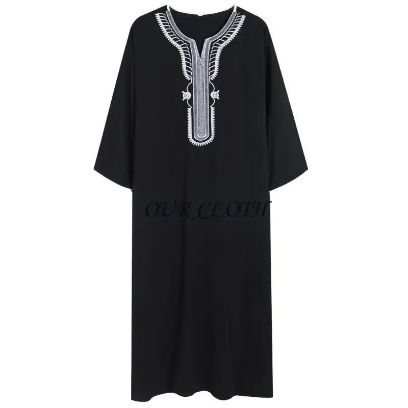 Short Sleeves Muslims Robe for Mans Saudi Arab Caftans Islamic Kaftan Thobe Middle East Jubba Thobe Moroccan Robe Y1AC