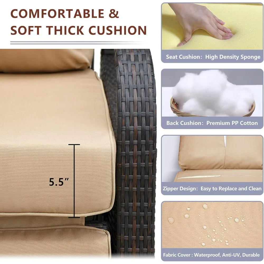 مجموعة كراسي خارجية مكونة من قطعتين، كرسي صالة قابل للتعديل في جميع الأحوال الجوية مع وسائد مريحة لـ Por