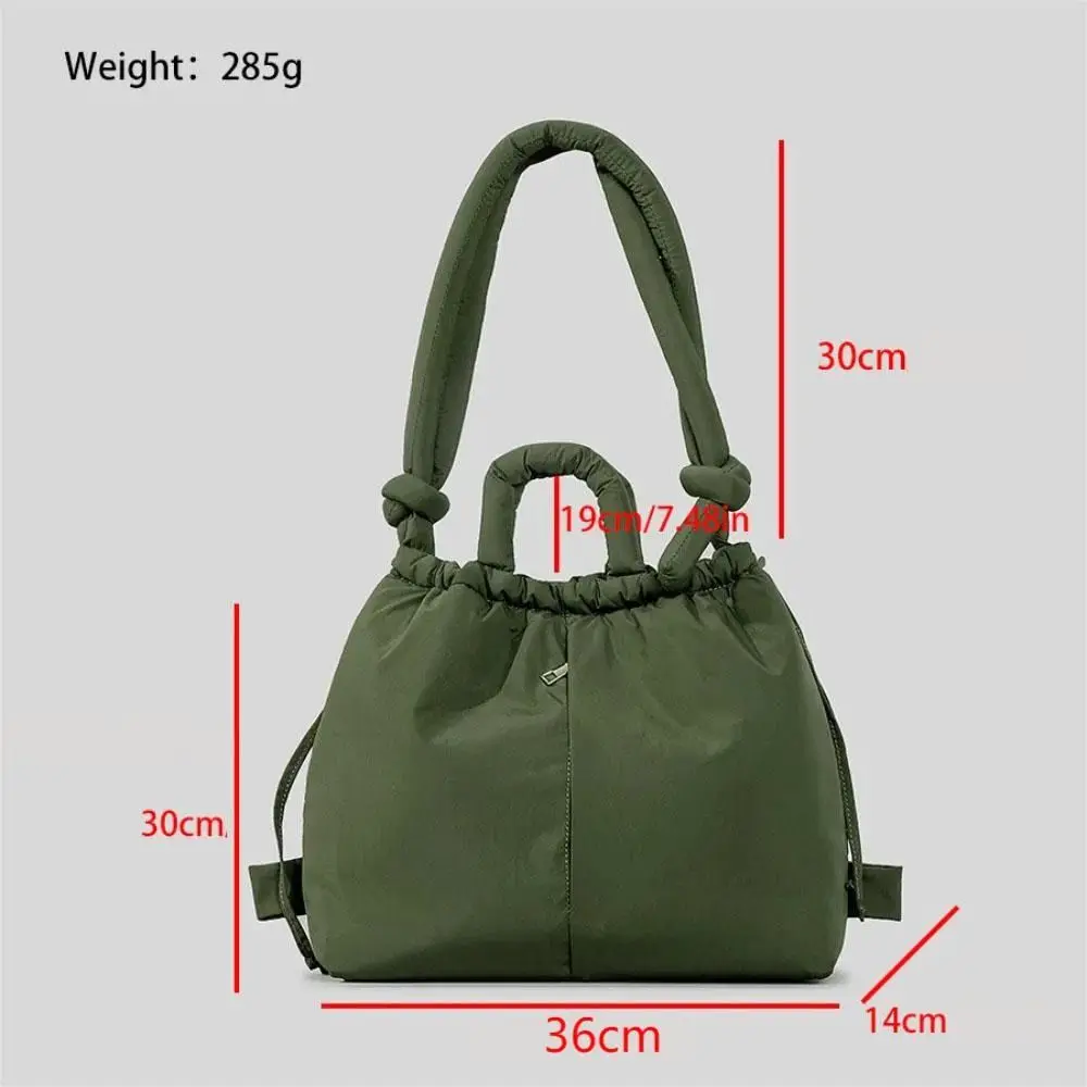 Casual Nylon Women Handbags Simple Vintage Lady Shoulder Bags Padded Soft Puffer Bag Large Capacity Tote Bag