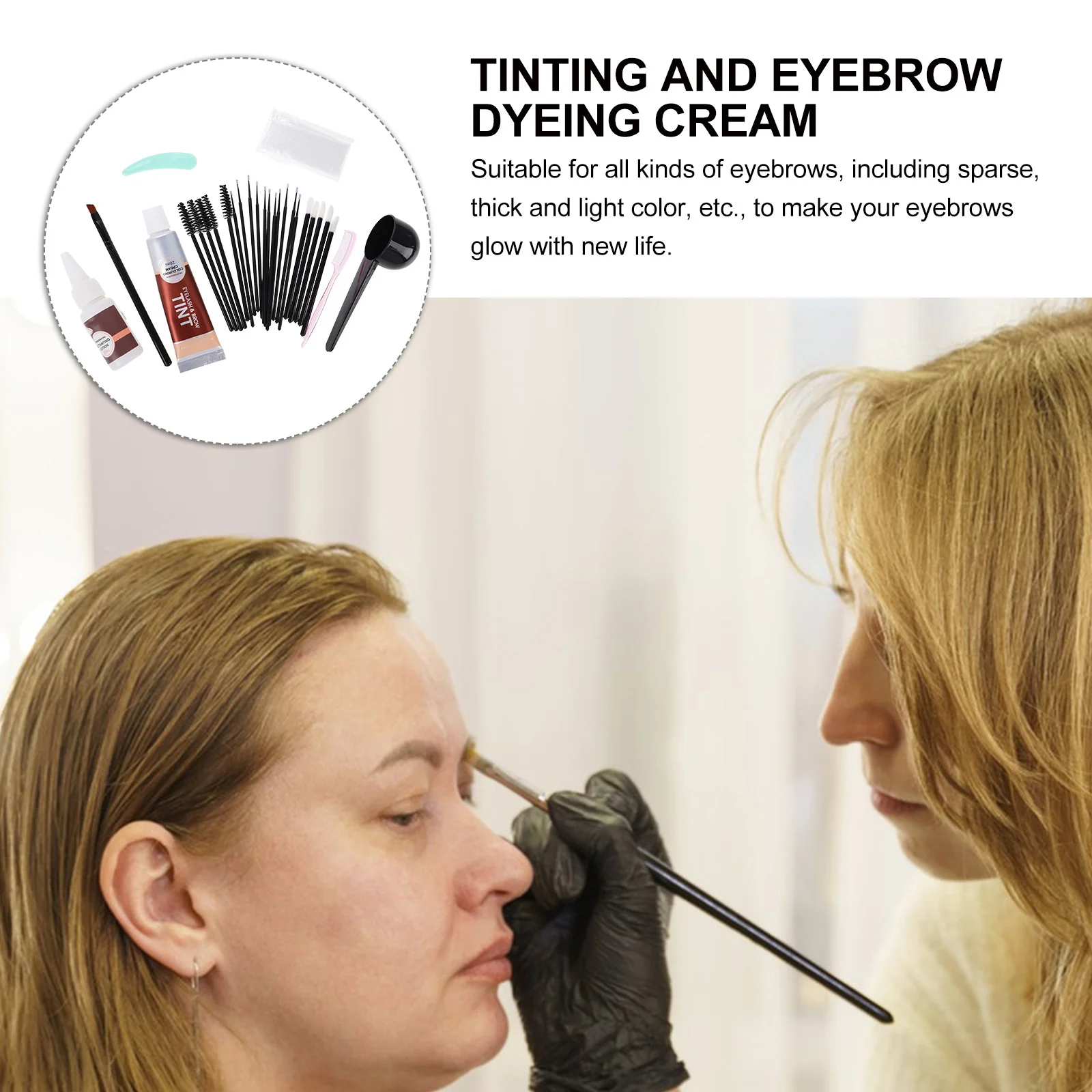 1 set 1 Set Eyebrow Tinting Kit Dark Brown Waterproof Long Lasting Brow Gel Diy Coloring Tool For Natural Brows Makeup Supplies