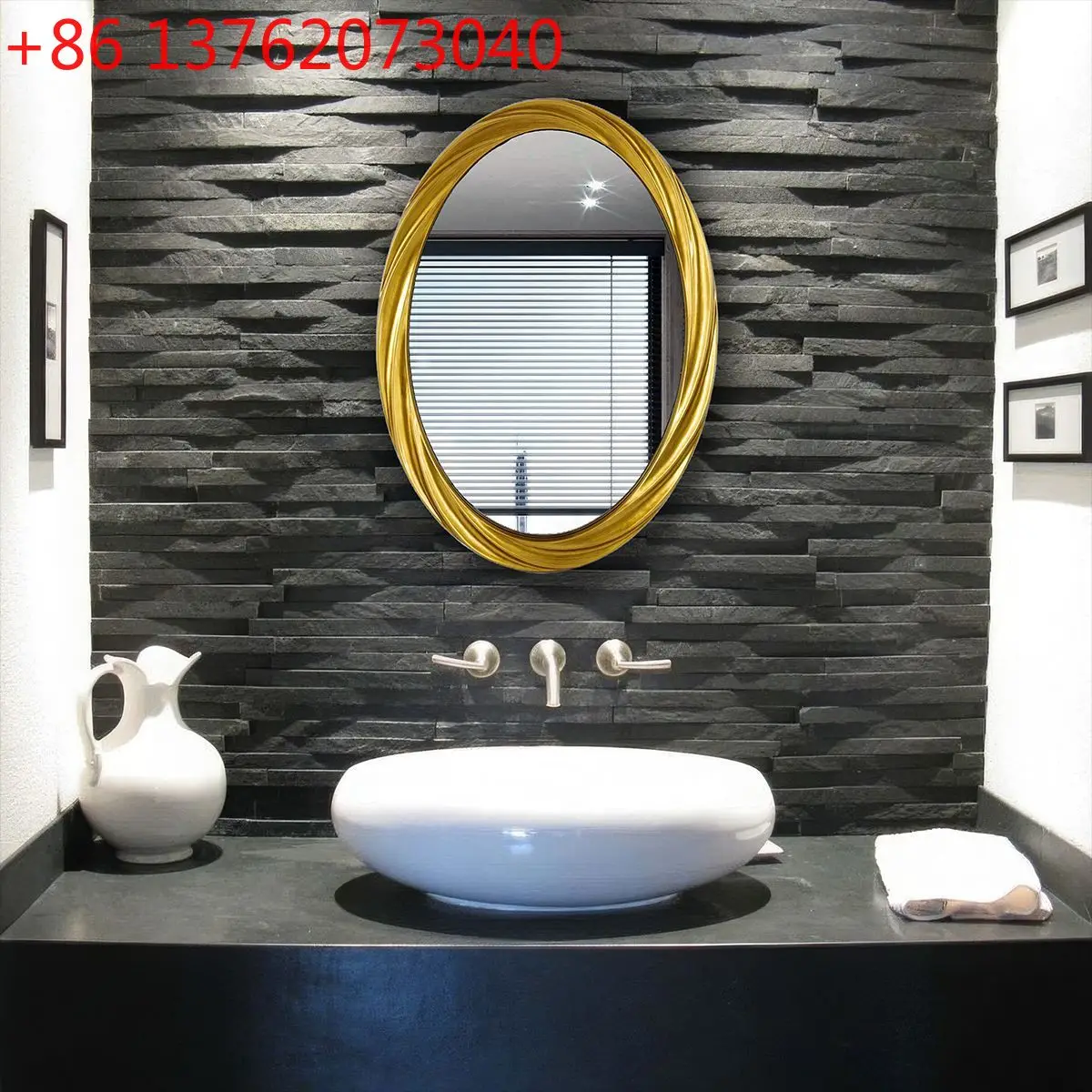 Modern minimalist bathroom mirror oval hotel wall hanging decorative mirror home