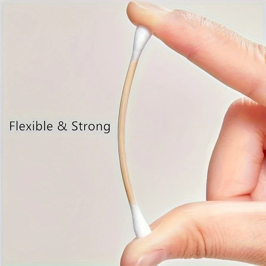 400 Buah/200 Buah, Penyeka Kapas Bambu, Penyeka Kapas Kayu, Runcing Ganda, Tanpa Tongkat Telinga Plastik,