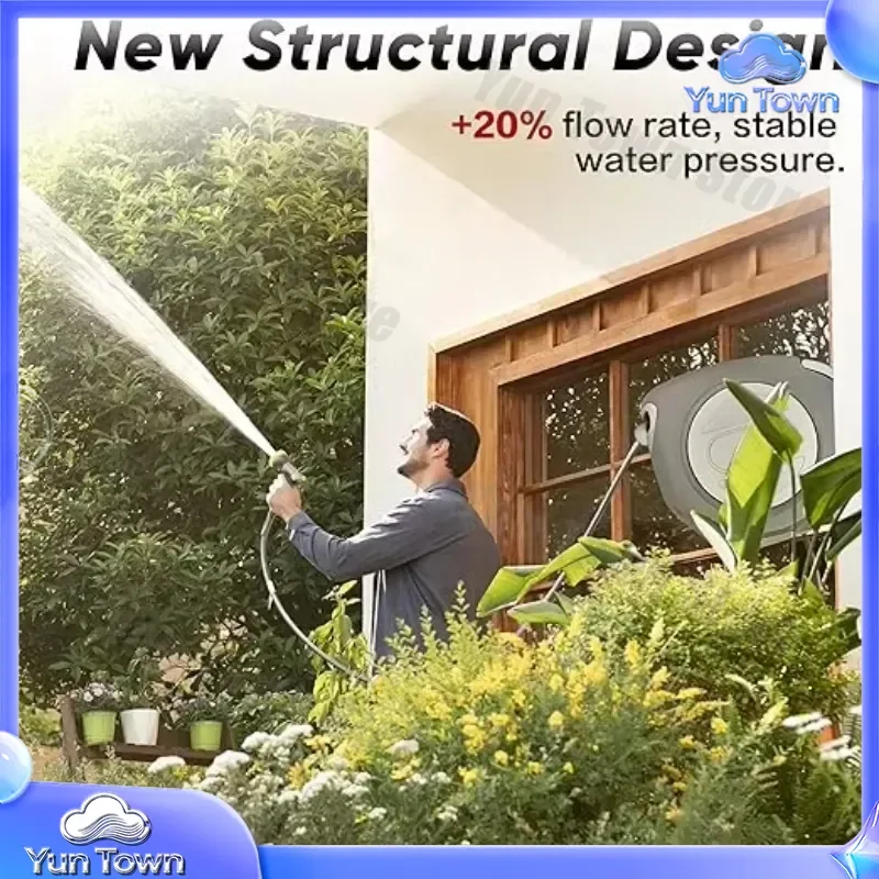 Retractable Hose Reel for Garden Hose 5/8 in 100 ft Wall Mounted Automatic Rewind Hose Reel with 180° Swivel Bracket Lockable