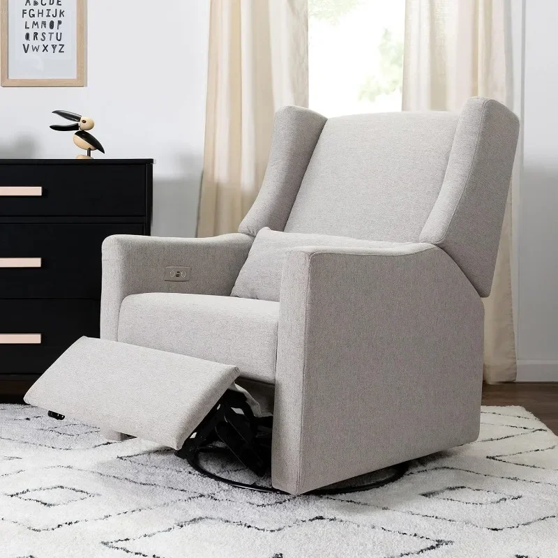 Electronic Power Recliner and Swivel Glider with USB Port in Performance Grey Eco-Weave