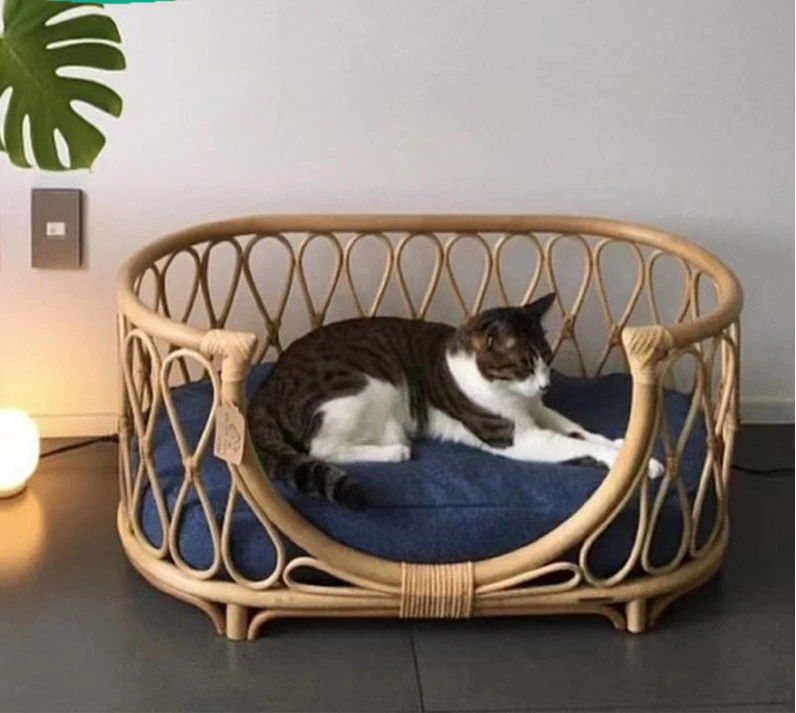 Small and medium-sized pets four seasons universal kennel rattan luxury cat kennel Shiba Inu dog bed