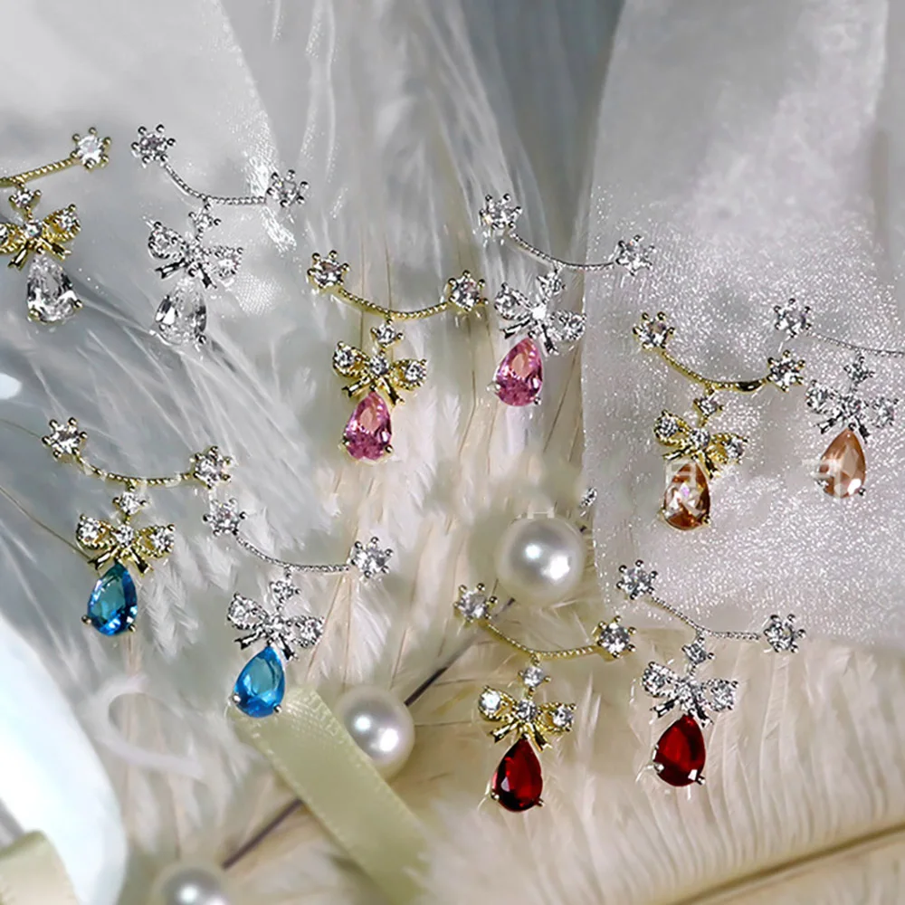 -Nailtips 목걸이- 고급스러운 지르콘 쥬얼리 부유한 손끝 대형 목걸이 스타일 참 물방울 크리스탈 네일 장식품 404s