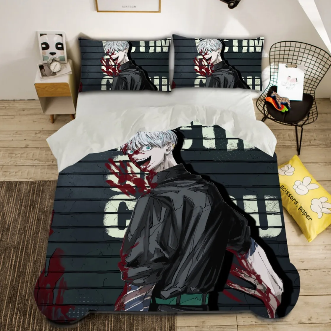 3D Anime Satoru Gojo Quilt Cover Japan Famous Anime Duvet Cover Sets Boys 3D Printed Sukuna Bedroom Decoration