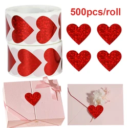 500Pcs Glitter Love Heart Shaped Sticker Seal Labels Stationery Stickers Scrapbooking For Valentine's Day Wedding Gift Packaging