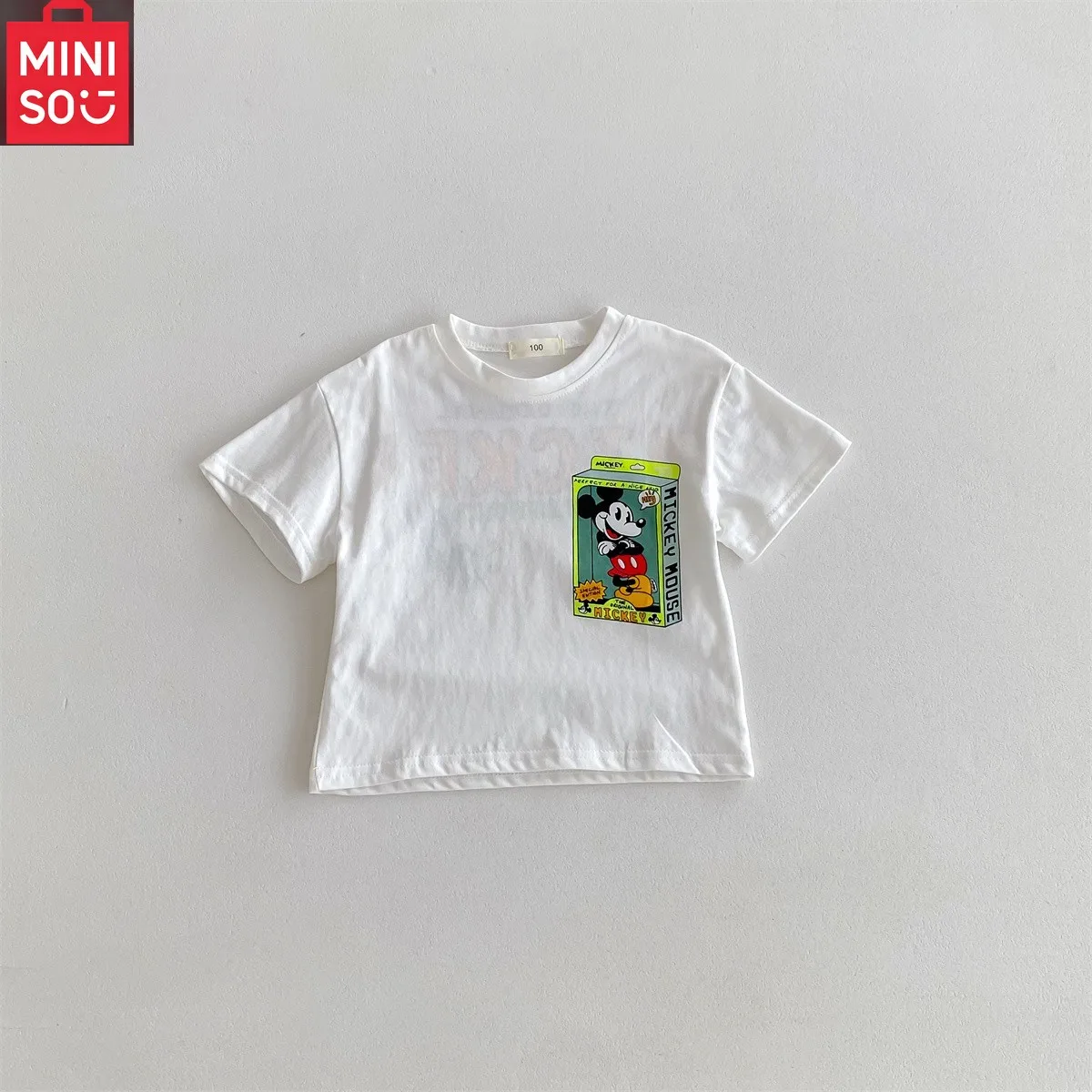 

Miniso Mickey Kids Clothing Tees Summer Printed Cartoon Fashion Short Sleeve Boys T-shirt Popular Design Children's