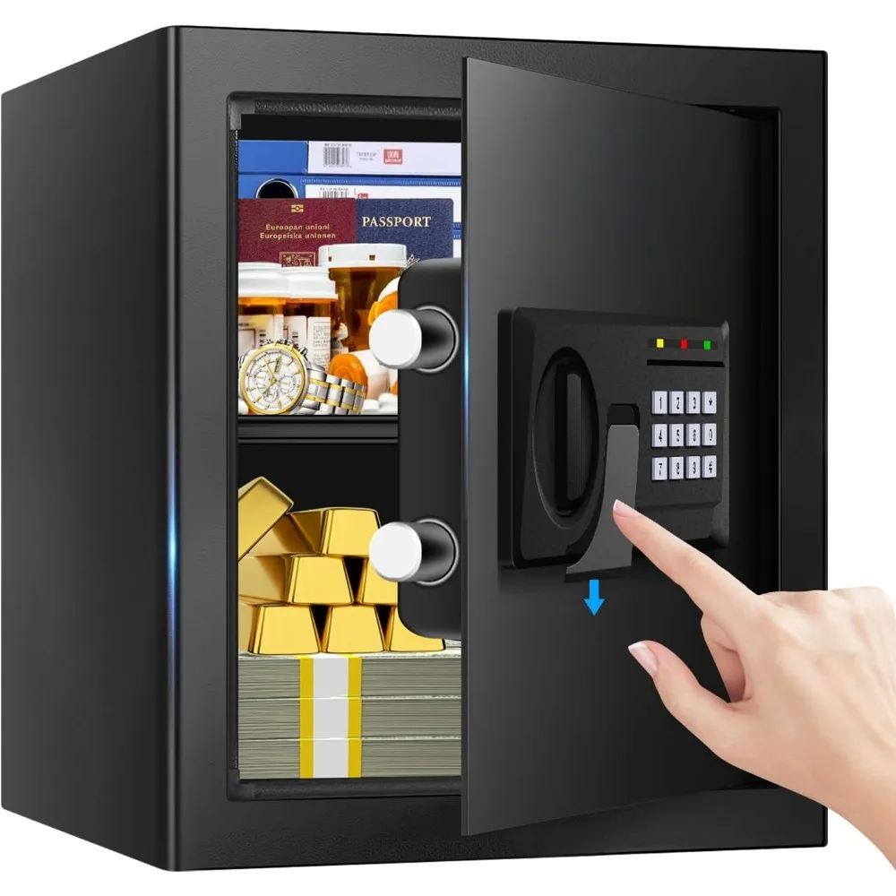 Caja Fuerte Ignífuga de 2.3 Pies Cúbicos para el Hogar, con Teclado Digital, Llaves de Respaldo, para Oficina, Dinero, Documentos y Objetos de Valor
