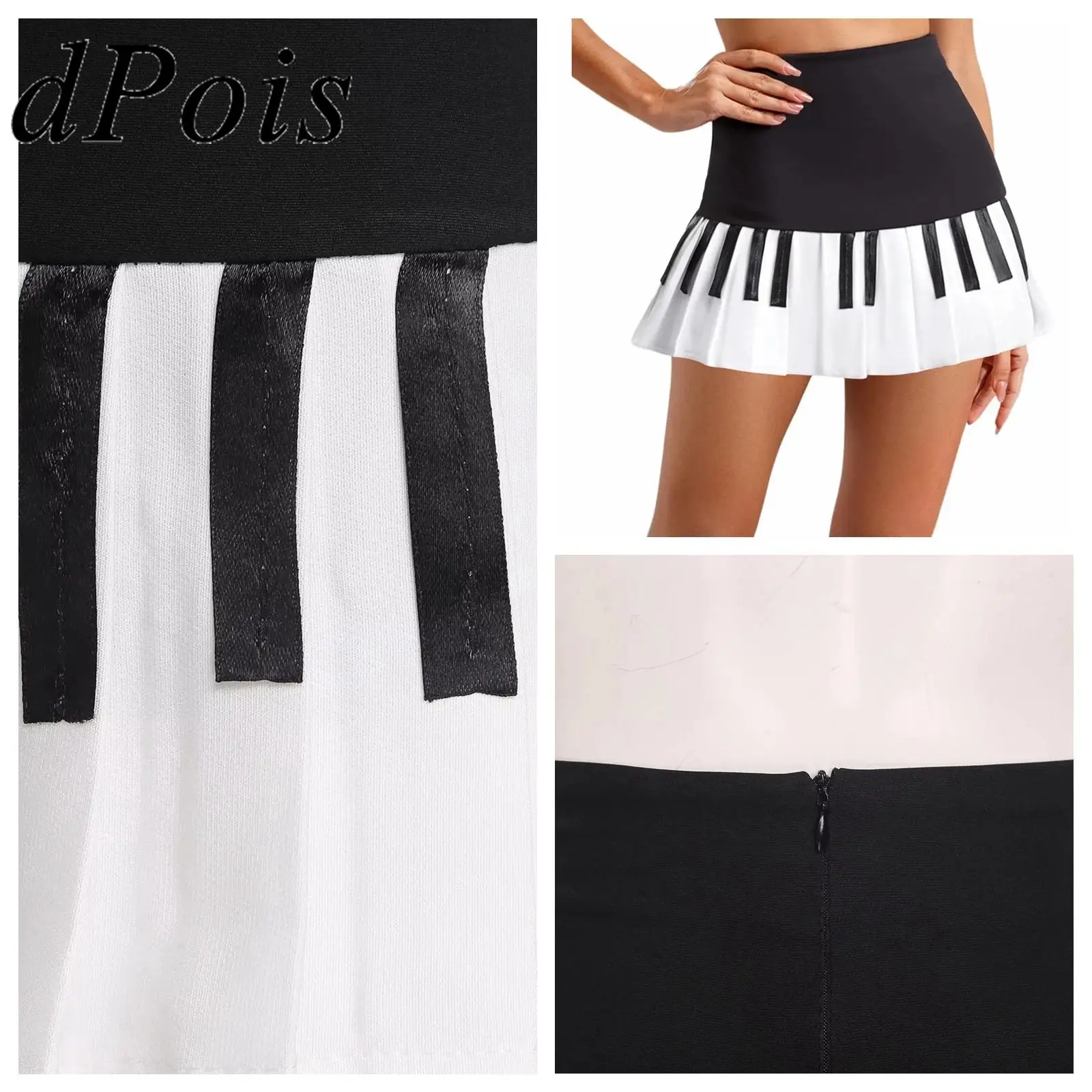 

Parties Streetwear Woman Fashion Korea Style Pleated Skirt Mini Skirts Chic Black White Spliced Short Skirt Female Daily Wear