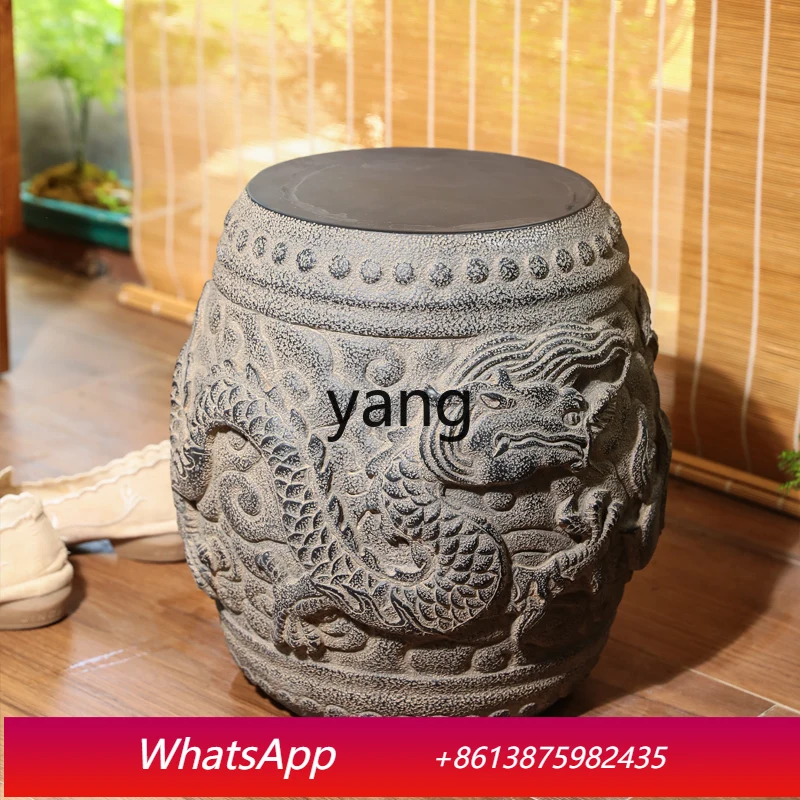CXM  New Chinese Style Imitation Stone Stool Outdoor Garden Courtyard Decoration Antique Stone Low Stool