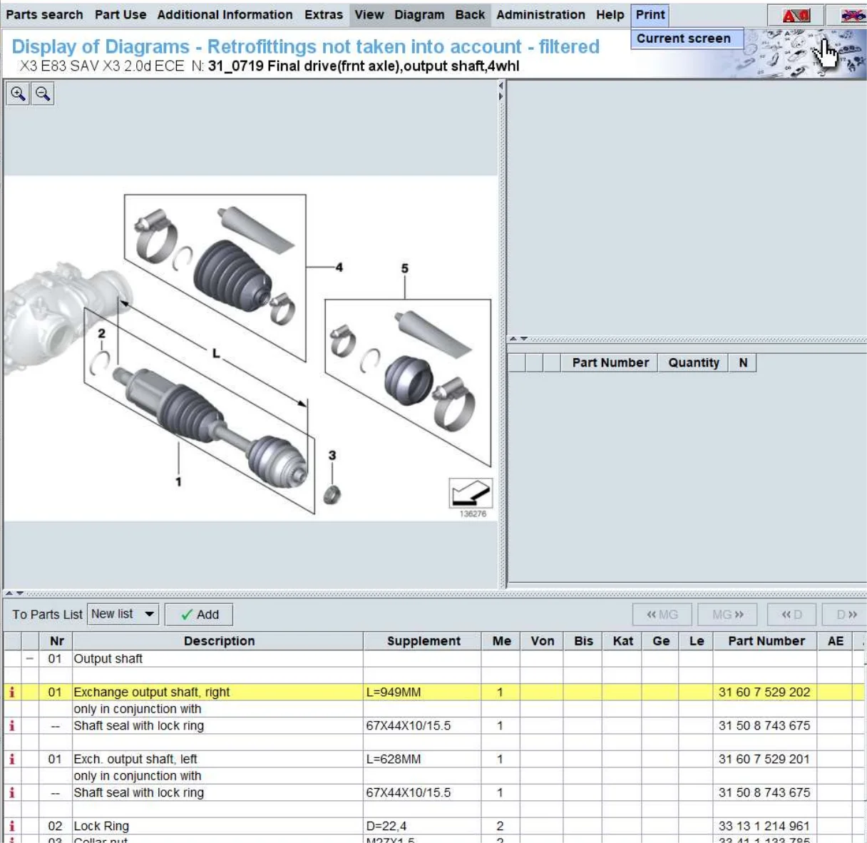 Nadaje się do BMW X3 E83 LCI 2003-2010 L wał wyjściowy wymiany, prawa 31607529202 półwałka przedni wałek napędowy