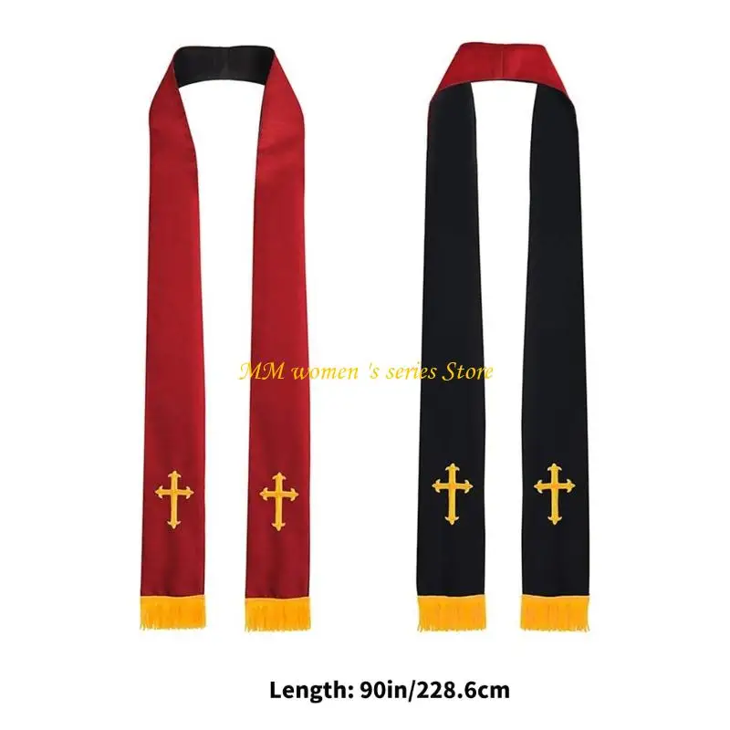 Q39C Reversible Kommunionstola mit christlicher Symbolik, Anbetungsschal für und Priester aller Geschlechter – Detail 6