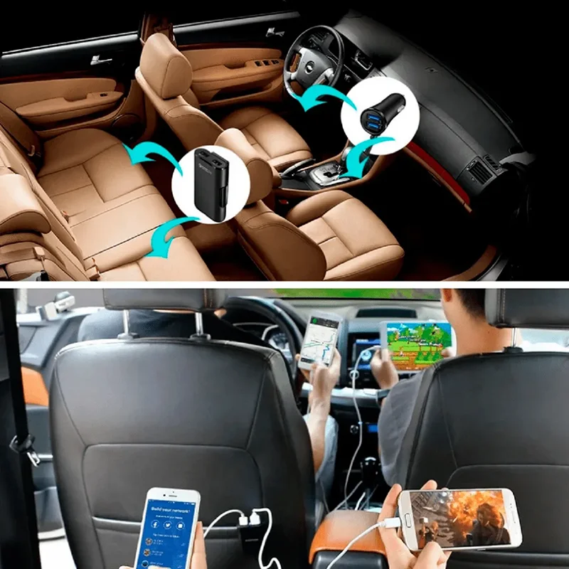 Quick Charge QC3.0 4-USB Ports Fast Charging Extension Cable For iPhone 17 16 Mobile Phone Driving Recorder Car Charger Vehicle - view 6