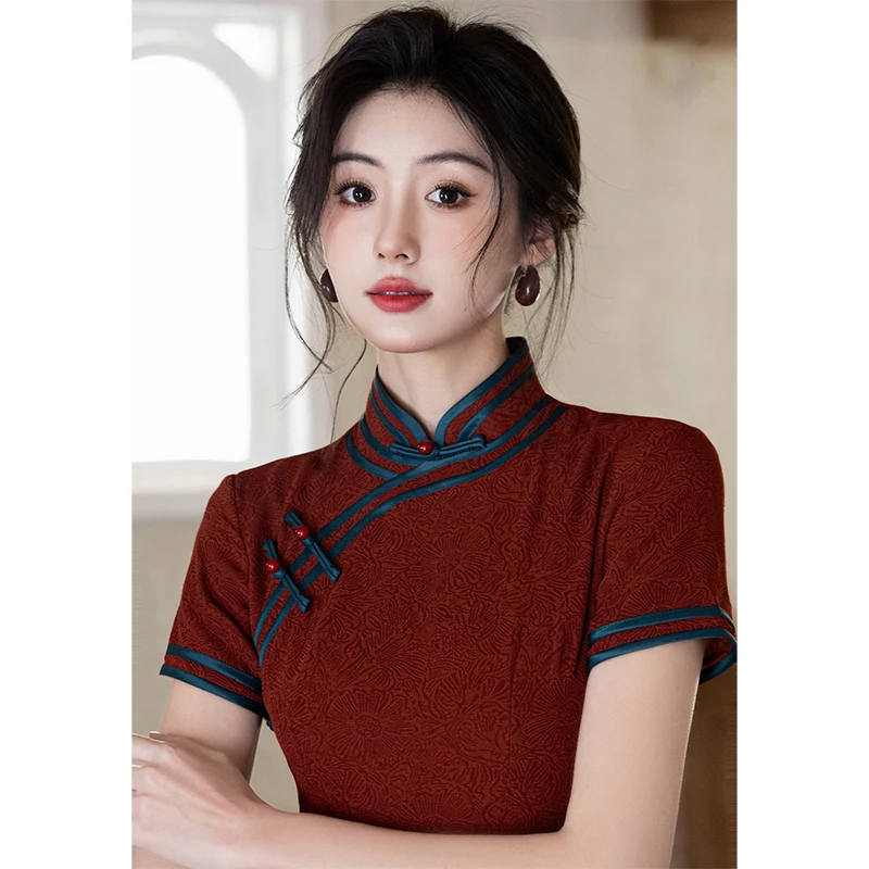 

Red Chinese Sle Simple Ele Vintage Engagement Daily Performance New School Chinese Red Color ort Sve Flo...