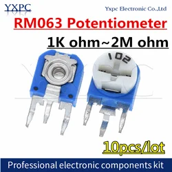 Recortadora de potenciómetro de resistencia variable, RM063, RM-063, 100, 200, 300, 500, 1K, 2K, 5K, 10K, 20K, 50K, 100K, 200K, 1M, 2M, ohm, 10 Uds.