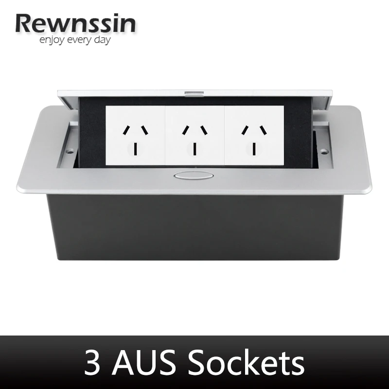 

Rewnssin Australia Socket Countertop Pop-up Power Desk Socket with USB, With AU Plugs Hidden Outlet,Type-C Ports, Aluminum Alloy