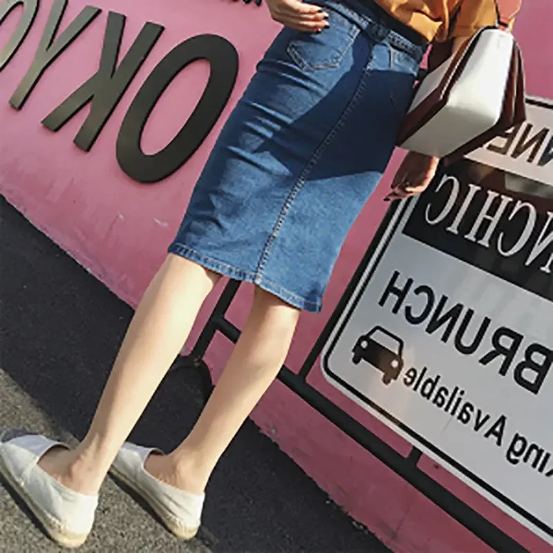 Узкие джинсовые юбки с высокой талией для женщин, уличная одежда с запахом, эстетичное лето 2024, новинка в тренде, корейская модная женская джинсовая юбка синего цвета