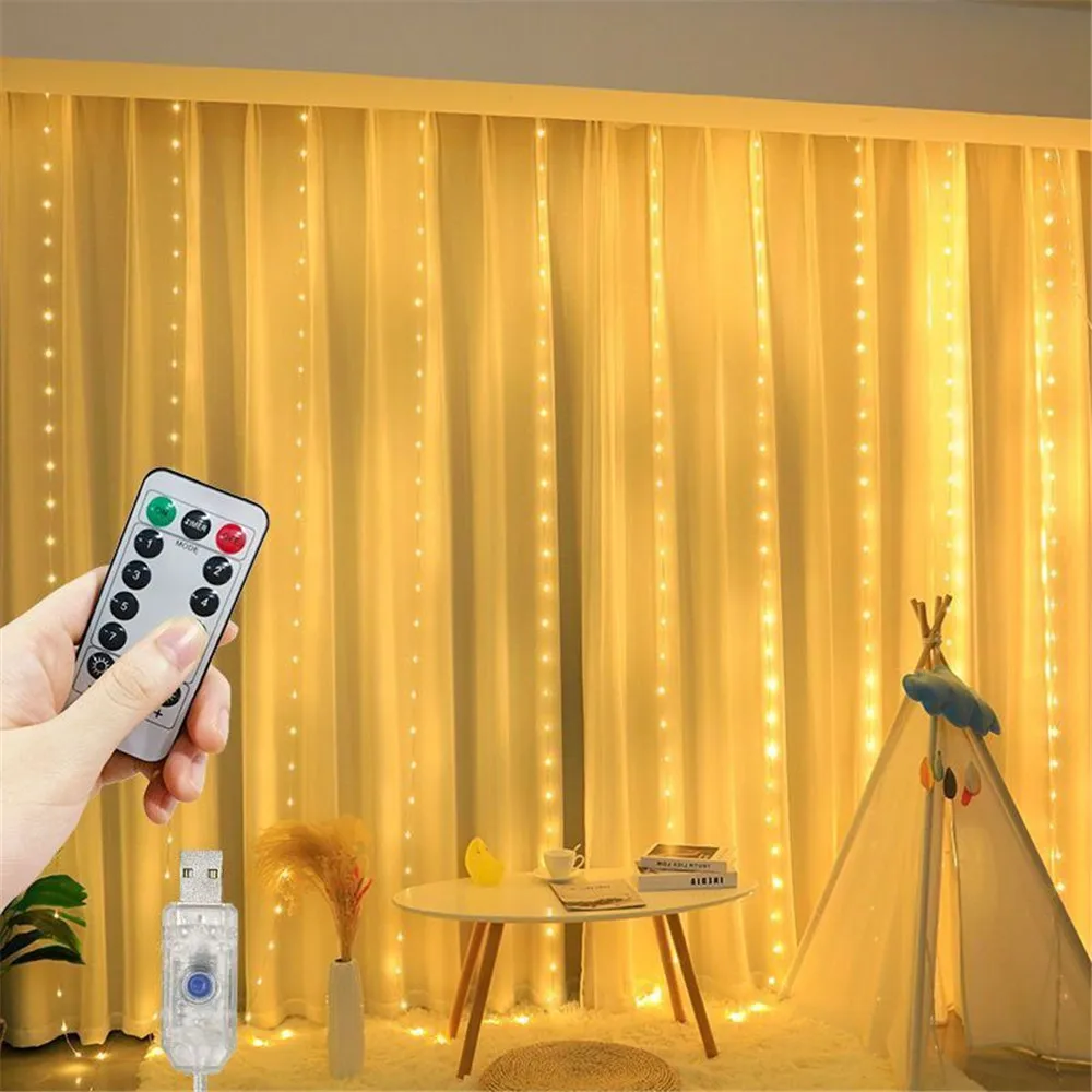 600/100 LED Window USB Remote Curtain String Light Wedding Party Home Garden Bedroom Outdoor Indoor Wall Christmas Decorations