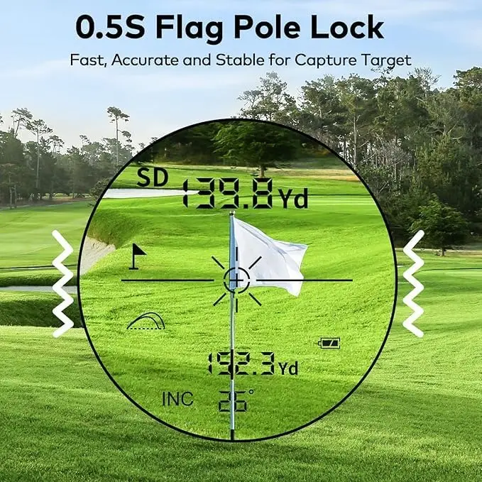 KOKVP Golf Rangefinder 7X 905nm 1200 Yard Multifunctional Rangefinder Monocular Telescope with Slope Compensation Flag Lock Vibration USB Rechargeable for Golfer and Outdoor Measuring view 5