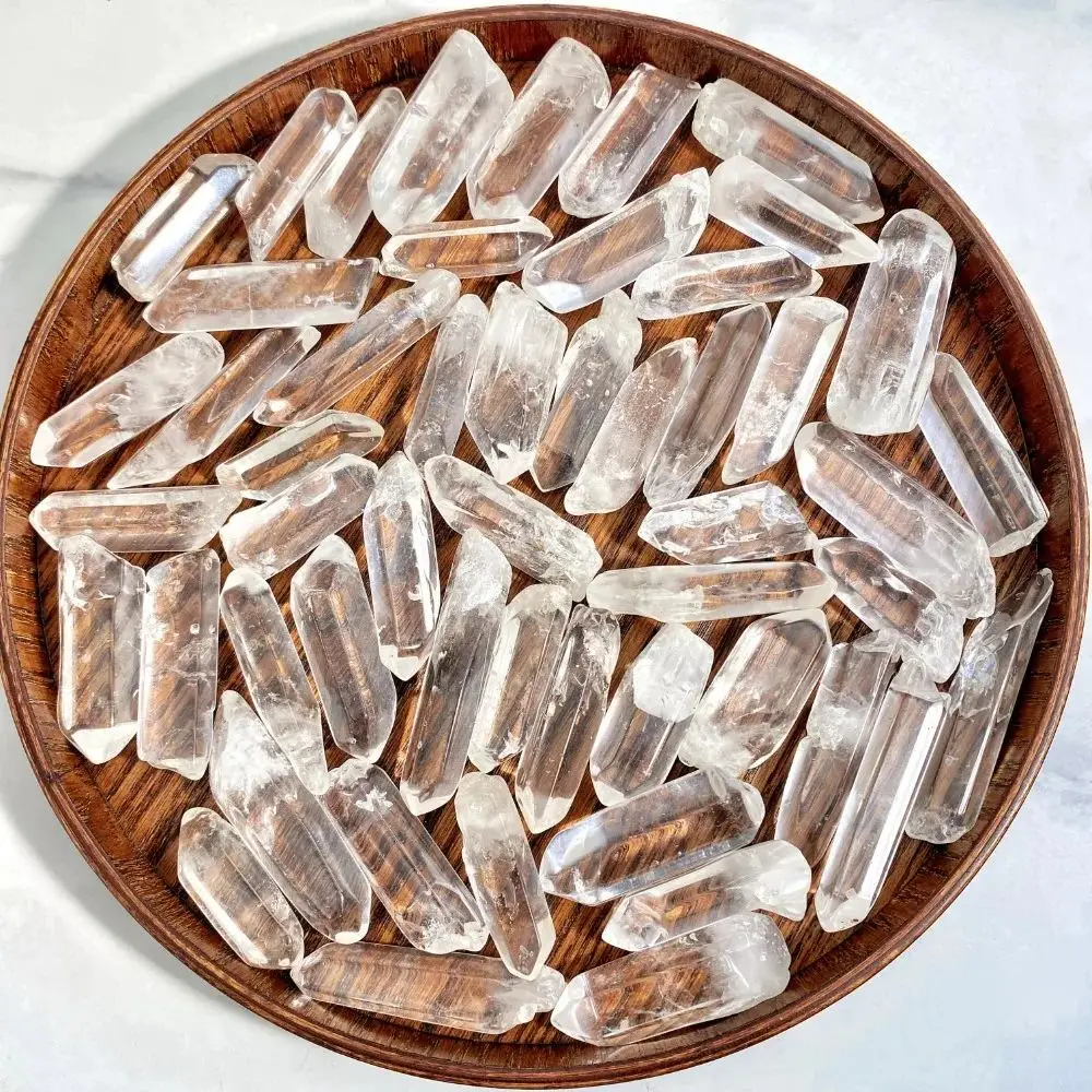 200g Natural White Crystal Quartz Column Rock Crystal Cluster Clear Quartz Point Healing Wand Treatment Home Decoration Stone