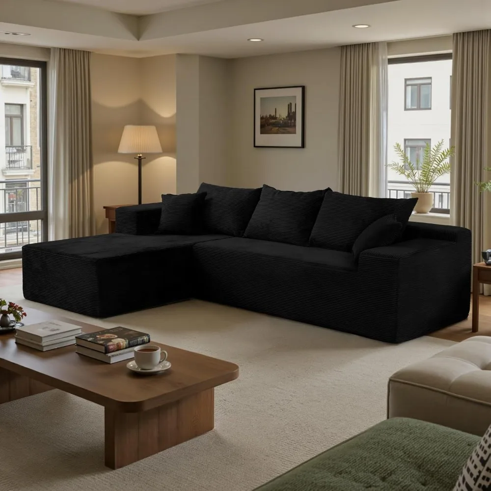 

Cloud Sectional Couch with L-Shape Chaise,Modern Modular Sofa with Deep Seat, Living Room Bedroom Upholstered Couches