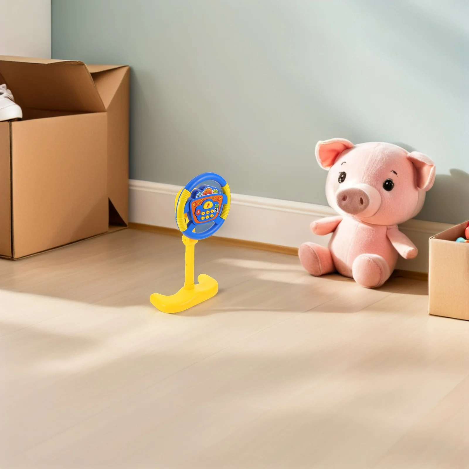 عجلة قيادة للأطفال للتظاهر باللعب الإلكتروني المحاكاة للقيادة على الأرض ومحاكاة الموسيقى للأطفال