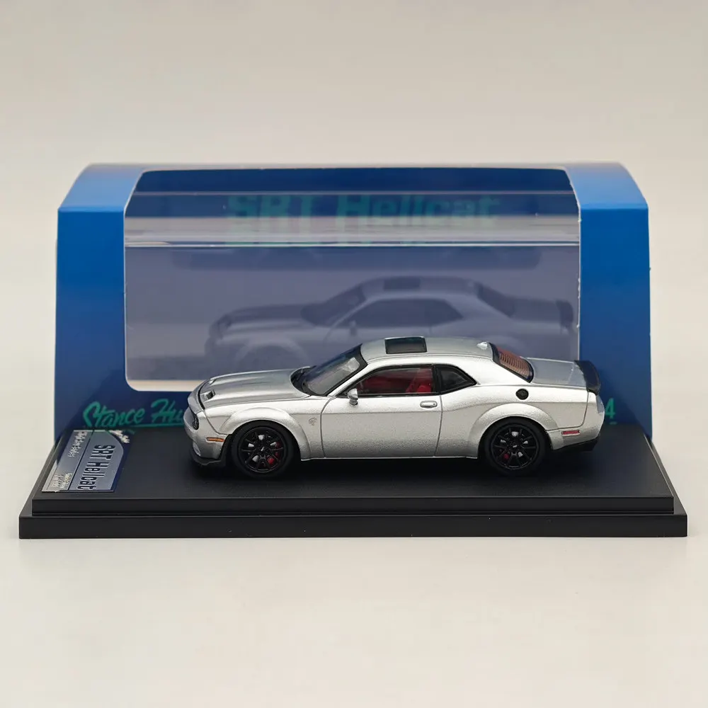 Stance Hunters SH 1:64 SRT Hellcat Muscle Sports Silver Diecast Models Car Limited Collection Auto Toys Gift