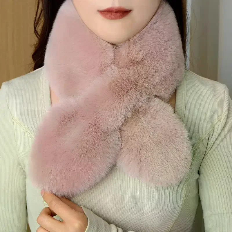 Women's Comfortable Faux Rabbit Fur Scarf; Soft Plush; Winter Neck Collar Warmer; Perfect Christmas Gifts for Girls.
