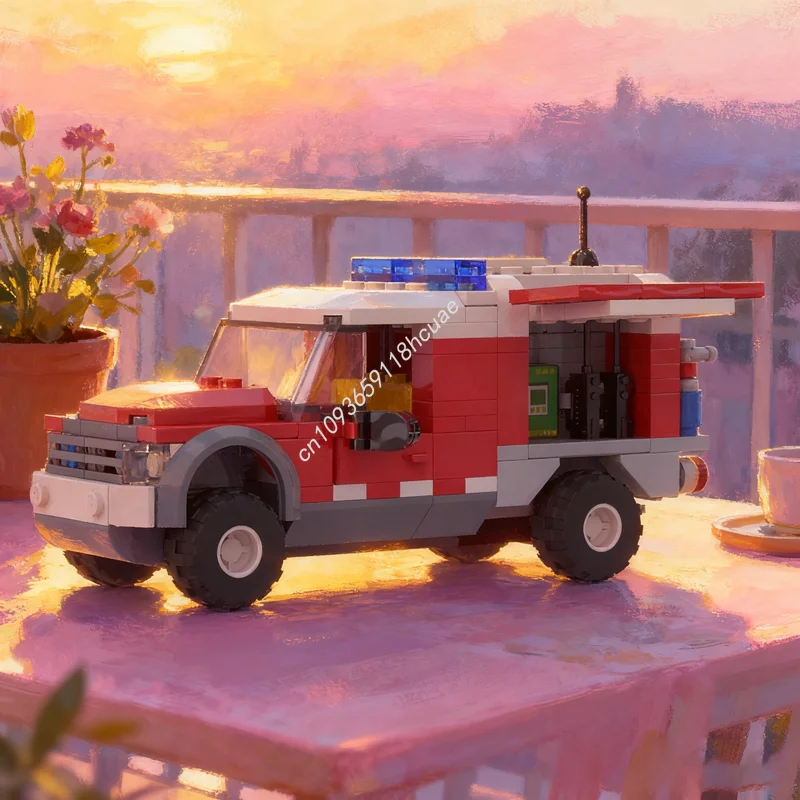 230pcs MOC Duty Commander Fire Service City Model Building Blocks Architecture Toy Assemble DIY Creative Christmas Gift Idea