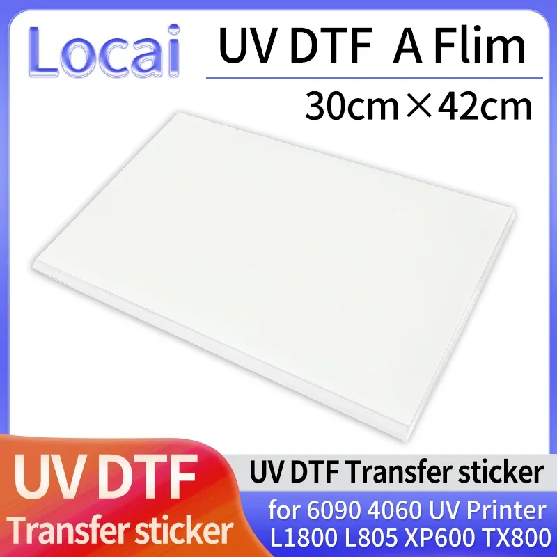 Uv dtf ab סרט 6090 4060 a3 a4 uv מדפסות עמיד למים dtf סרט לוגו מעוקל דבק עגול מדבקה l1800 805 xp600 tx800