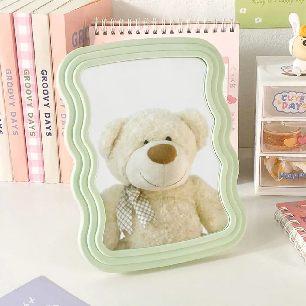 Cute Water Ripple Makeup Mirrors Wave Frame Irregular Vanity Mirror Macaron Multifunction Desktop Mirror Living Room Decor