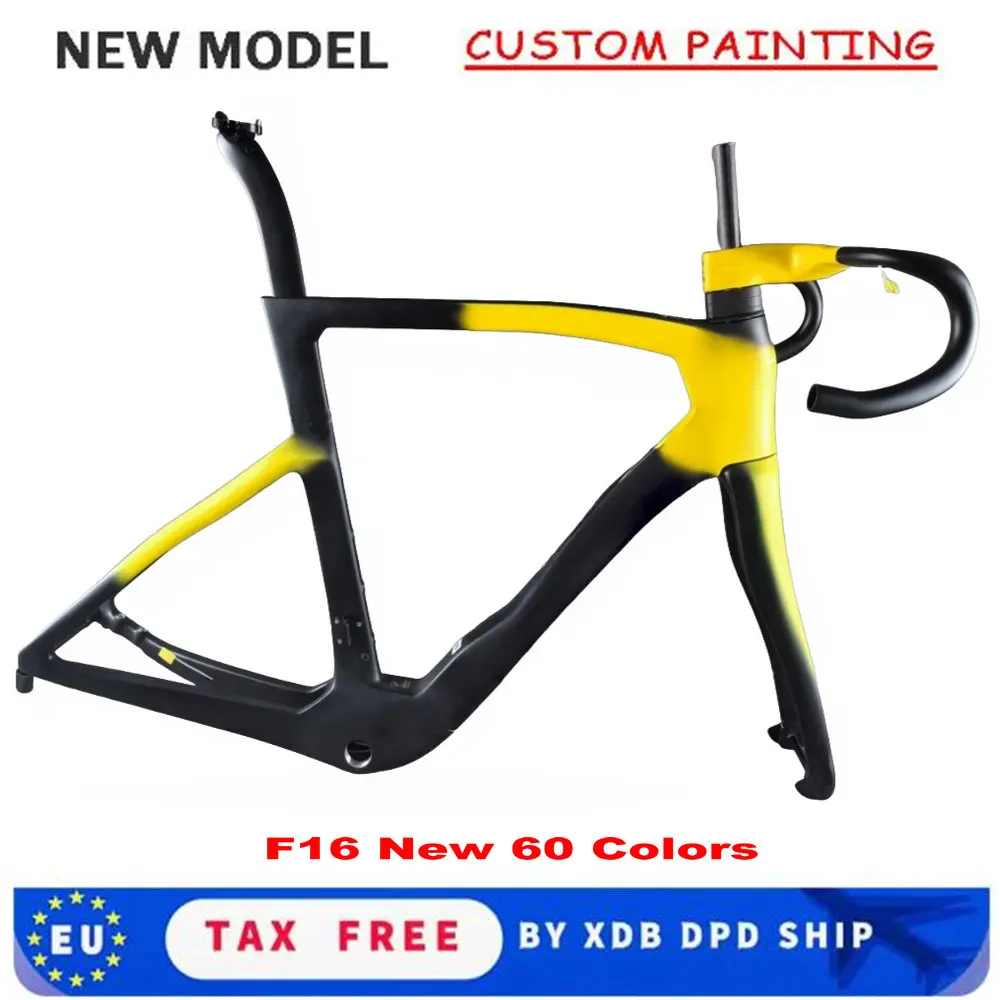 

F16 Карбоновые рамы желтого цвета F14 Набор рамок шоссейного велосипеда Желтый диск на руль BSA XDB DPD Тайвань Just DI2