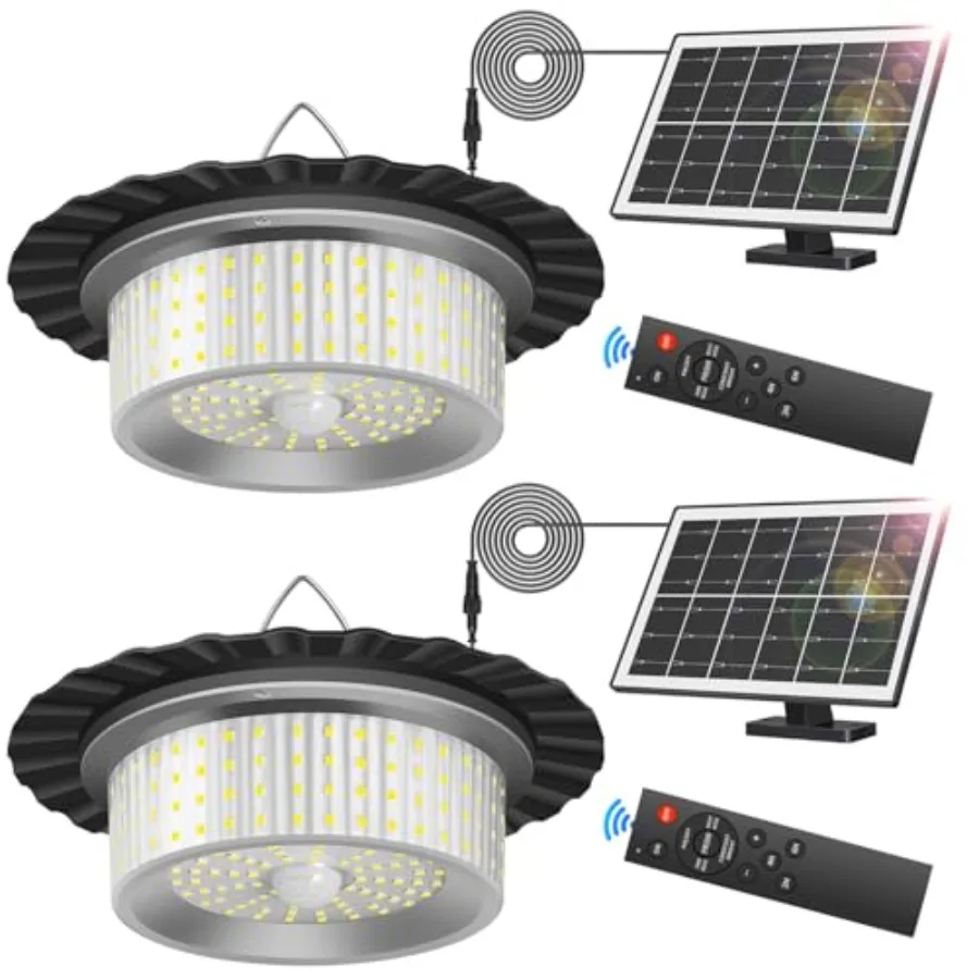 

Solar Shed Light Outdoor Indoor Upgrade 44 LED 360° Lighting Motion Sensor Pendant Light Waterproof Solar Lights with Remote Co
