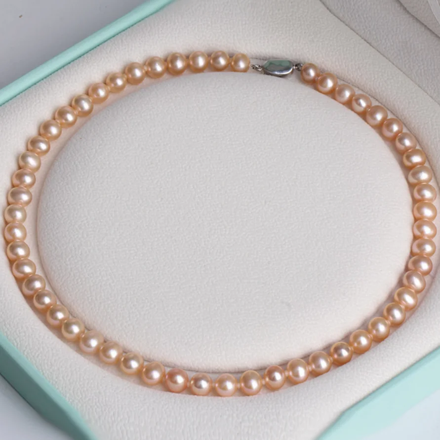 

CHARMING 17" 7-8MM PINK CULTURED PEARL KNOTTED NECKLACE