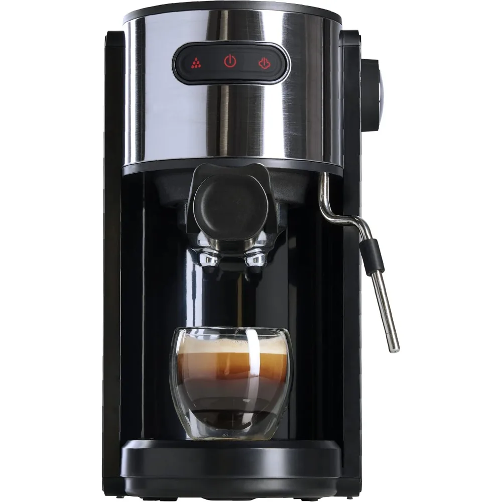 Espresso Machine, Quick-Brew Espresso Maker with Milk Frother & 1.3 Liter Removable Water Tank