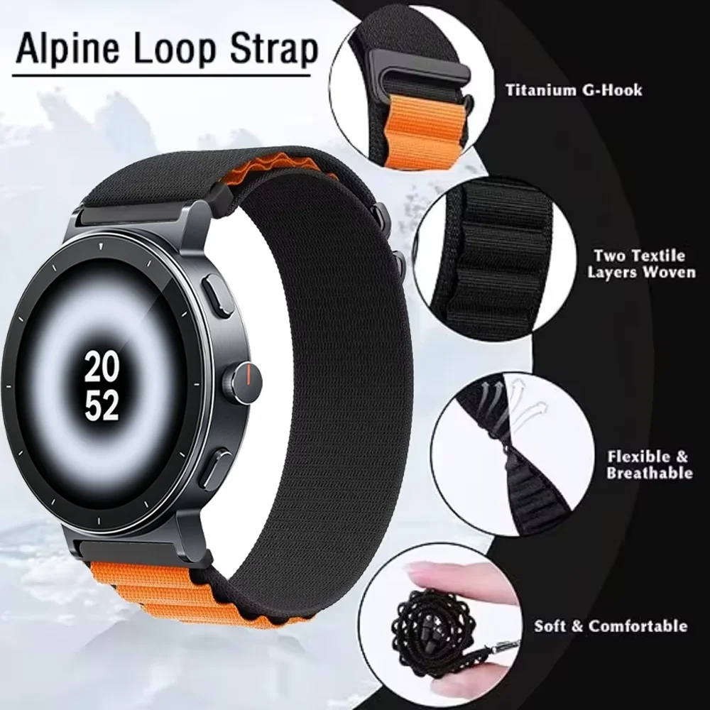 20mm 22mm Alpine Nylon Strap For Realme Watch 5S-5-S3-2 Pro Sports Bracelet Oneplus Watch Lite-4-3-2-2R/Xiaomi Watch 5/S5-4-3-2