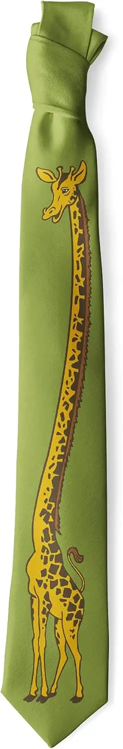 Funny Giraffe Green Tie Funny Neckties for Men Zoo Tie Men's Novelty Neckties Gifts for Men