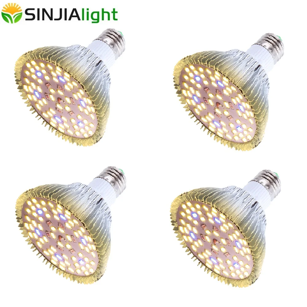 

4PCS LED Grow Light 50W Full Spectrum Plant Lights 78 LEDs Phytolamp Warm Growth Lamp Bulb Led for Flowers Seeds Indoor Growbox