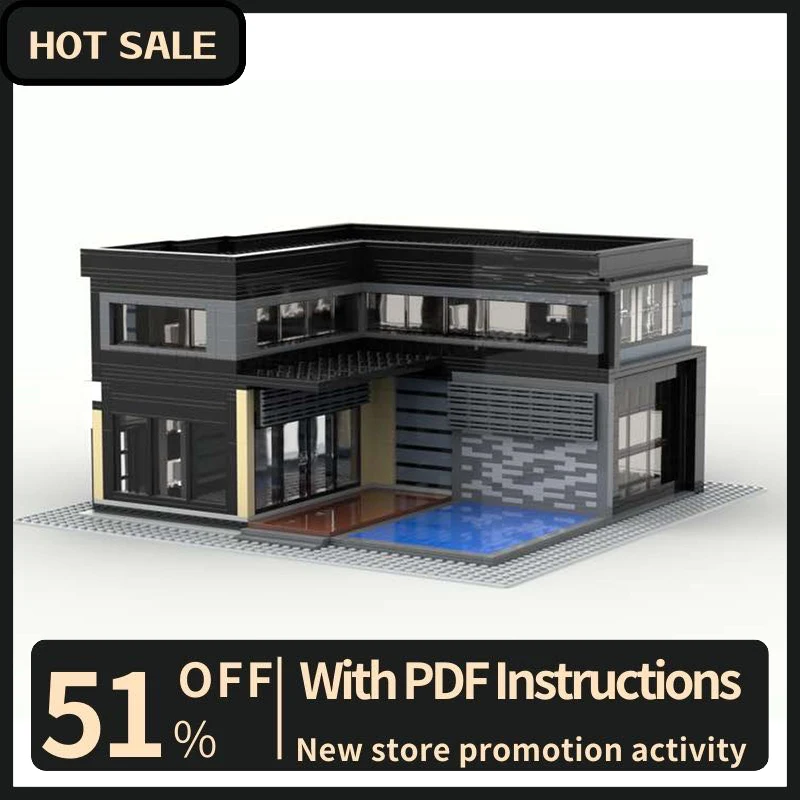 

New 1292Pcs City Hot Selling Street View Moc Modular Modern House Model Building Blocks Diy Creative Ideas Kidtoys Birthday Gift