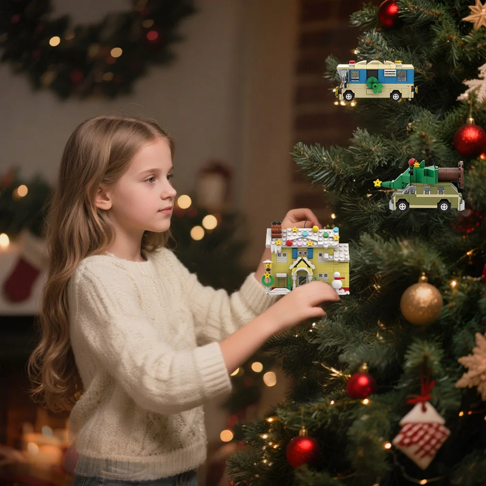 Gobricks MOC blocs de construction de vacances de noël, modèle d'hiver, briques d'architecture RV, bricolage, jouet assemblé, cadeau pour enfants